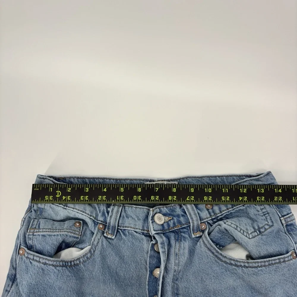 We The Free Eden High Rise Slouchy Wide Leg Jeans Womens 27 Blue Button Fly Boho
